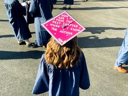A students decorated graduation hat