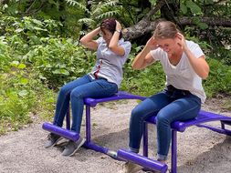 grad students test out crunch bench