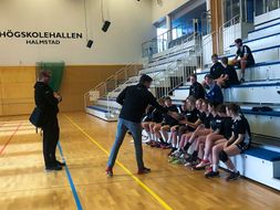 students attend a handball lecture at halmstead