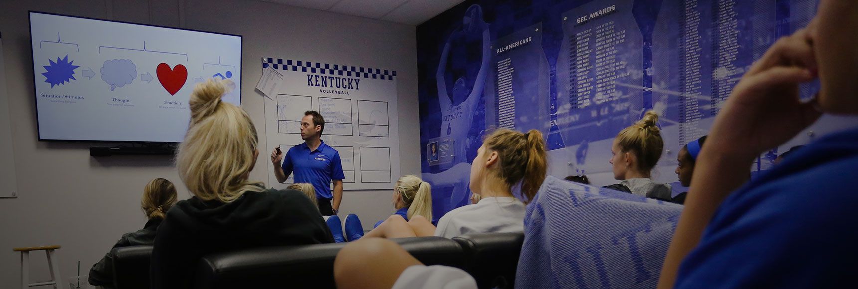 Marc Cormier instructing student athletes at university of kentucky 