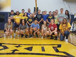 LLC students pose for a photo while touring WVU's athletic facilities