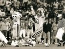 Mike Fox celebrates a tackle against Clemson in 1989
